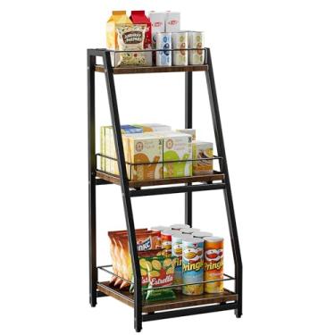 Imagem de Nuovoware Prateleira de exibição de varejo de 3 camadas, organizador de lanche escalonado, piso independente, suporte de batatas fritas com gaveta deslizante, organizador de prateleiras de loja para