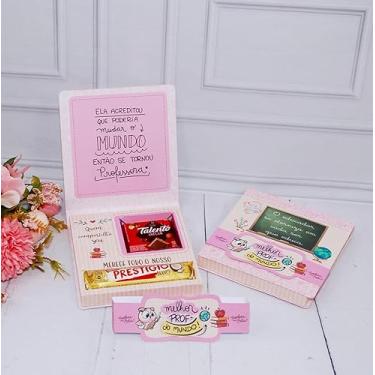 Imagem de Lembrancinha Dia Dos Professores Caixinha para Talento E Prestigio Pegue e Monte (10 Unidades Rosa)
