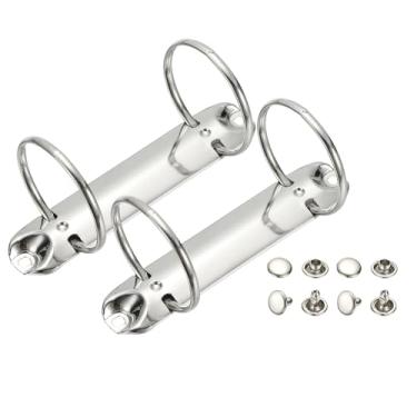 Imagem de PATIKIL B7 Mecanismos de fichário de 2 furos, 2 conjuntos de 2,5 cm de anel de substituição, agendador de fichário de folhas soltas para organizadores, acessórios de pasta de armazenamento de papel de