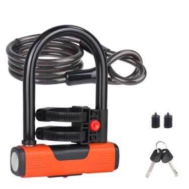 Imagem de MEGHNA Cadeado de bicicleta com cabo, combinação de bloqueio em U para bicicleta resistente, bloqueio antirroubo com suporte para bicicleta de montanha, bicicleta de estrada e scooter