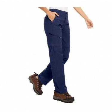 Imagem de Calças de trekking removíveis de secagem rápida para mulheres em azul 