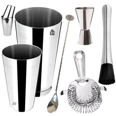 Imagem de Kit Barman Copo Dosador Coqueteleira Profissional Pro 6Pç W9