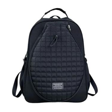 Imagem de UGPLM Bolsa de tênis acolchoada para mulheres e homens, organizador de grande capacidade, alças de ombro ajustáveis, capa para raquete com compartimento, Preto