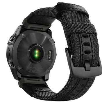 Imagem de Abanen Pulseiras de relógio de nylon de ajuste rápido para Garmin Fenix 8 de 47 mm/Fenix 7/epix Pro de 47 mm, pulseira tática esportiva robusta para Instinct 3 de 45 mm, Fenix 6/5 (preto)