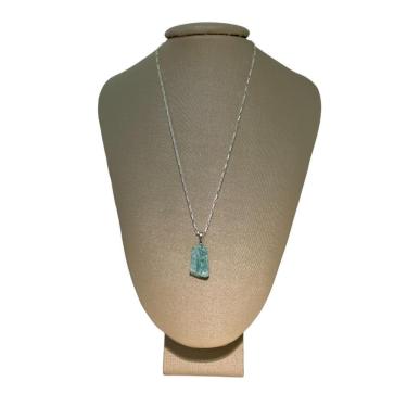 Imagem de Colar Cadeado Prata 925 Amazonita Bruta - P. Vecchio Joias