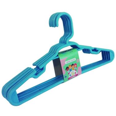 Imagem de Cabide Infantil 5 Peças Azul Reforçado 28X14Cm Trioplast
