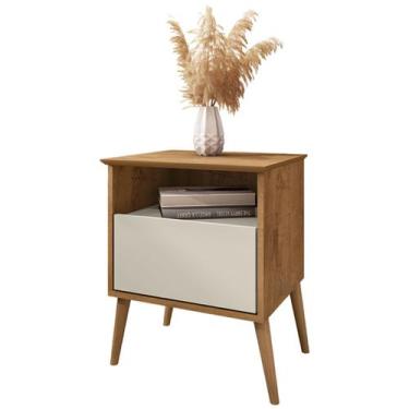 Imagem de Mesa de Cabeceira Cancun Quarto 1 Gaveta Pés Madeira Maciça - Móveis B