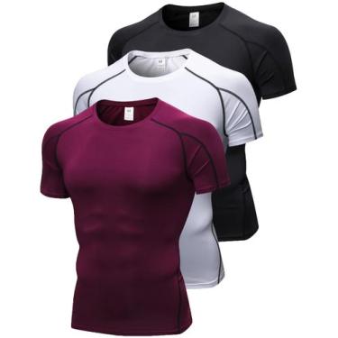 Imagem de Camisa de compressão Queerier para homens de manga curta para ginástic