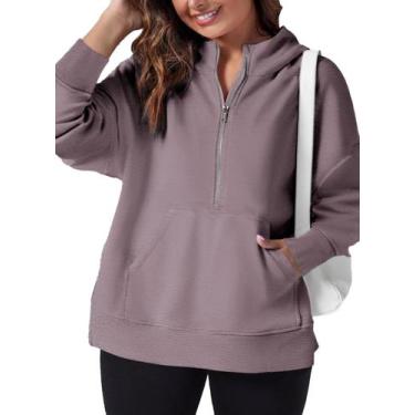 Imagem de Moletom feminino Eytino, tamanho grande, meio zíper, roxo, 4X