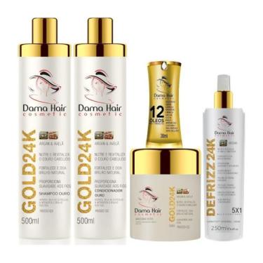 Imagem de Kit Gold 24k Nutrição Capilar Pós Quimica Dama Hair 5 Produtos