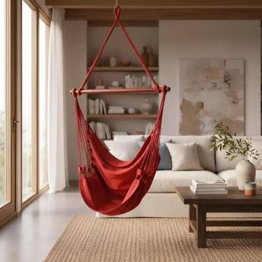 Imagem de Cadeira Rede Balanço Suspensa S/ Almofada Vermelha - brianoredes