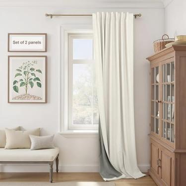 Imagem de Cortinas extra amplas para escurecimento de 230 cm, 2 painéis para sala de estar, cortina blackout de linho cor marfim para janelas de quarto, janelas de 120 a 140 cm, cortinas térmicas de privacidade