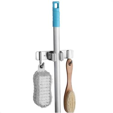 Imagem de Suporte de Vassoura Mop Rodo Pá Organizador Acessórios Forte Resistente Aço Inox Wbcom (3 acessórios)