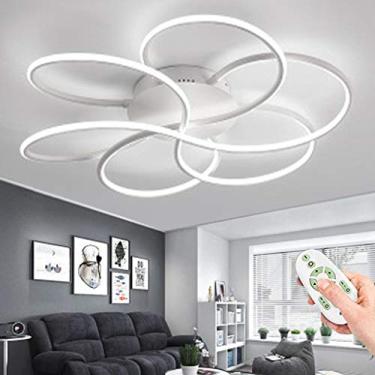 Imagem de Luminária de teto LED moderna, abajur de alumínio, luminária de teto regulável com controle remoto, luminária de parede criativa e elegante em forma de flor, sala de estar, quarto infantil,