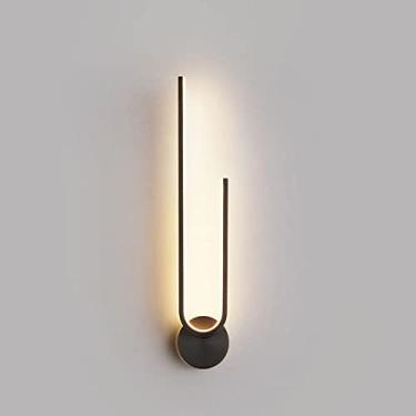 Imagem de Luminária de parede de cobre minimalista com faixa linear, luminária de LED para decoração de sala de estar, arandelas modernas para penteadeira, luminárias de parede para sala de estar e qu