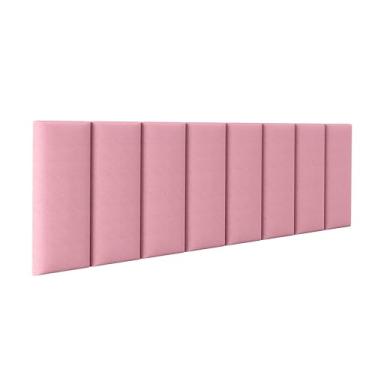 Imagem de Cabeceiras Estofada Modular Cama Casal Queen Painel 1,60mX45cm Módulos Adesivos (Rose)