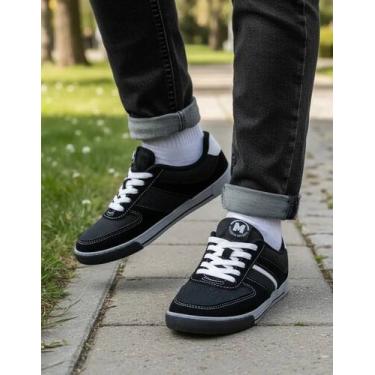 Imagem de Tênis Casual Juvenil Molekinho Camurça Skate Street Menino, 33, Preto