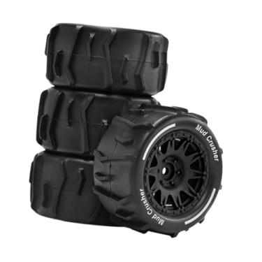 Imagem de KiBcsLic Pneus RC em escala 1/18, pneus de controle remoto, substituição elegante, furo de montagem de 4 mm, atualizações, rodas de praia para neve, Preto