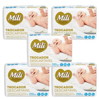 Imagem de TROCADOR Descartável (Lençol Absorvente)   MILI Love &amp; Care   5 Pacotes com 5 unidades