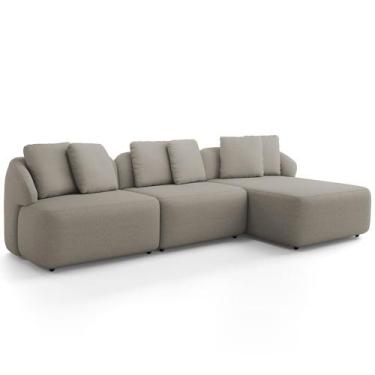 Imagem de Sofá 3 Lugares com Chaise Direito Sala Living 254cm Arlo F04 Linho Beg