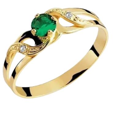 Imagem de Anel infinito ouro amarelo 18 k esmeralda e diamantes