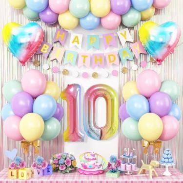 Imagem de Decorações de aniversário: adorável tema de arco-íris do 10º aniversár
