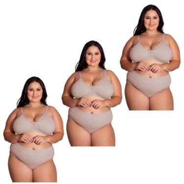 Imagem de Kit 5 Conjuntos Sutiã e Calcinha Cotton Amamentação Plus Size Gestante