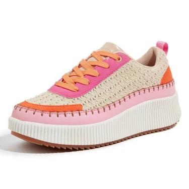 Imagem de Tênis de corrida LUCKY STEP femininos de malha antiderrapante rosa/lar