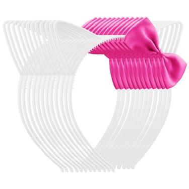 Imagem de Chanaco 12 peças de tiaras de orelhas de gato, decorações de festa, laço rosa choque, acessórios de cabelo de plástico, lindos acessórios de cabelo branco gabby, lembrancinhas de aniversário, fantasia