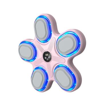 Imagem de oshhni Máquina de boxe inteligente, equipamento de boxe com almofada de soco, alvo de parede de boxe com música eletrônica iluminada para treino de caratê, Rosa