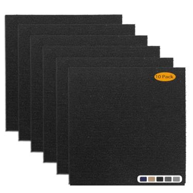 Imagem de AKIVIDA Azulejos de carpete descascar e colar, 30.5 cmx 30.5 cm antiderrapante quadrados autoadesivos azulejo de chão, 10 peças DIY reutilizável tapete impermeável para sala de estar quarto