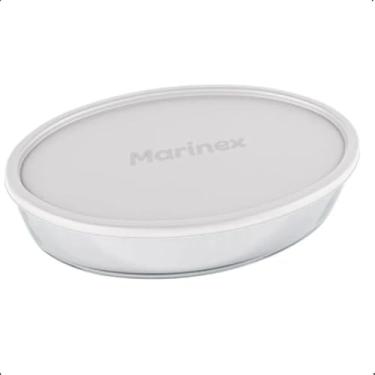 Imagem de Assadeira Oval com Tampa em Vidro Temperado – Refratário Resistente, Higiênico e Ideal para Forno, Freezer e Micro-ondas (Branco)