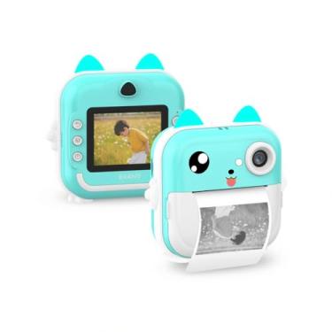 Imagem de Câmera Digital Infantil com Impressora Térmica Embutida, Tela LCD, Design Lúdico em Turquesa, Captura Fotos e Vídeos HD para Crianças