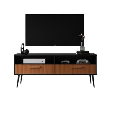 Imagem de Rack Bancada para TV de 40 Polegadas com 2 Portas e Nicho (Com pes preto/ripado)