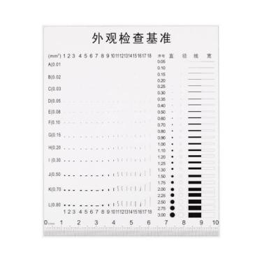 Imagem de Generic Tabela de estimativa de tamanho SEC de alta precisão 10 cm 0,2 mm régua de filme de detecção de falhas de transparência coberta para medição de defeitos de largura da linha de área de diâmetro