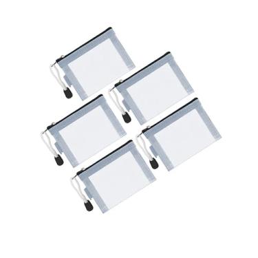 Imagem de Pacote com 5 mini bolsas de malha com zíper, 6,88 cm x 11,9 cm, porta-chaves, bolsa de moedas, porta-cartões, bolsa portátil de viagem, cosméticos, malha com zíper para batom, fone de ouvido, Azul