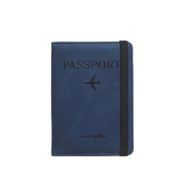 Imagem de Porta-passaporte essencial para viagem, unissex, capa de armazenamento de identidade premium para passaporte, cartões, bilhetes, identidade, porta-passaporte universal para dinheiro, Azul, Casual