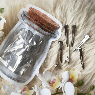 Imagem de 65 peças de grampos de cabelo bico de pato estilo jacaré, grampos de cachos de jacaré, pino único para corte de cabelo grosso, salão, laços, bricolage (pequeno) com bolsa