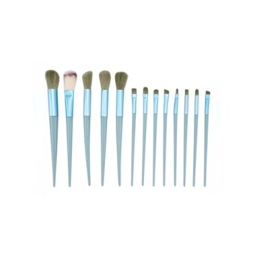 Imagem de 13 pincéis de maquiagem portáteis para aplicação rápida de maquiagem, sombra, corretivo, mistura rápida