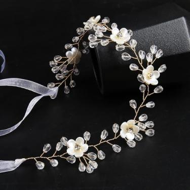 Imagem de 1 PACOTE DE Tiara de Flores para Mulheres Pérola Floral Tiara Boho Tiara de Casamento Acessórios de Fada Coroa de Noiva