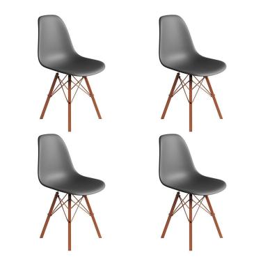 Imagem de Conjunto 4 Cadeiras Eames Estilo Moderno em Ferro Cobre com Assento Cinza