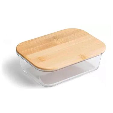 Imagem de Pote Hermético Vidro Tampa De Bambu 600Ml