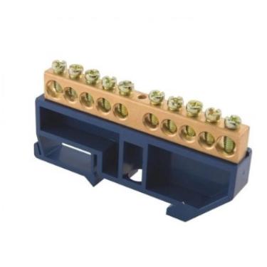 Imagem de Barramento Terra DIN 10 Ligaçoes Tramontina com Suporte Azul