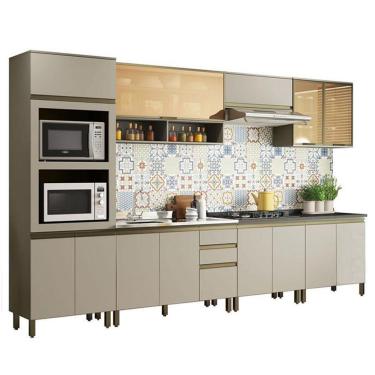 Imagem de Cozinha Completa 7 Peças Connect Duna-cristal Com Aéreo Vidro E Torre Quente 2 Fornos - Móveis Henn Duna-cristal