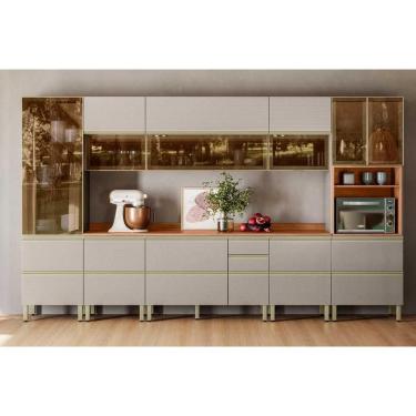 Imagem de Cozinha Completa Proença 8 Peças (3aéreos+3balcões+1paneleiro+1cristaleira) C8p75 Nogueira Touch-nude Prime - Demóbile