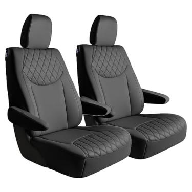 Imagem de FH Group Capa de assento de carro de ajuste personalizado feita especificamente para Chrysler Pacifica 2017-2024 - Conjunto de 2ª fileira não híbrida, neoprene ultraflex, preta