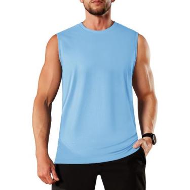 Imagem de Camiseta regata masculina TACVASEN, sem mangas, algodão, azul, tamanho