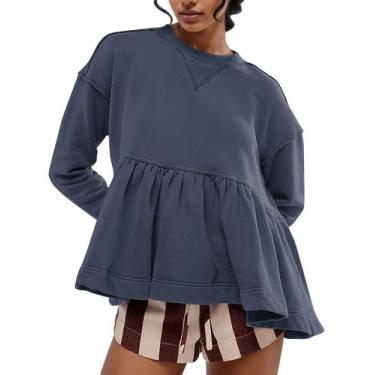 Imagem de Moletom MISSACTIVER com babados Babydoll para mulheres azul