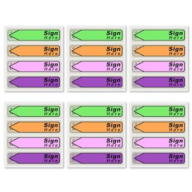 Imagem de 600 peças de adesivos (pacote com 6) etiquetas para assinar aqui, sinalizadores aqui, abas iniciais com etiquetas de seta dispensadoras, fácil de postar para livros de n escolar (verde claro 1)