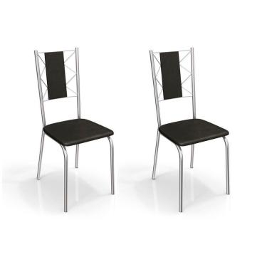Imagem de Kit 2 Cadeiras Lisboa 2c076 Cromado Courano Preto